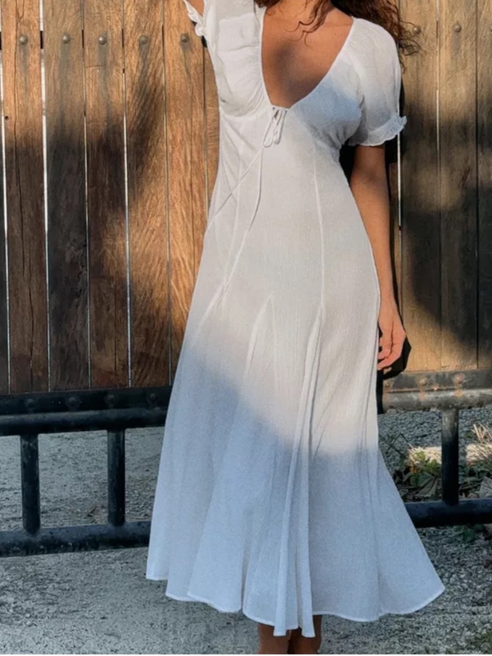 Zara White White  V Maxi Dress